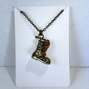 Handmade Bronze Combat Boot Necklace Military Contemporary Modern Army Bohemian